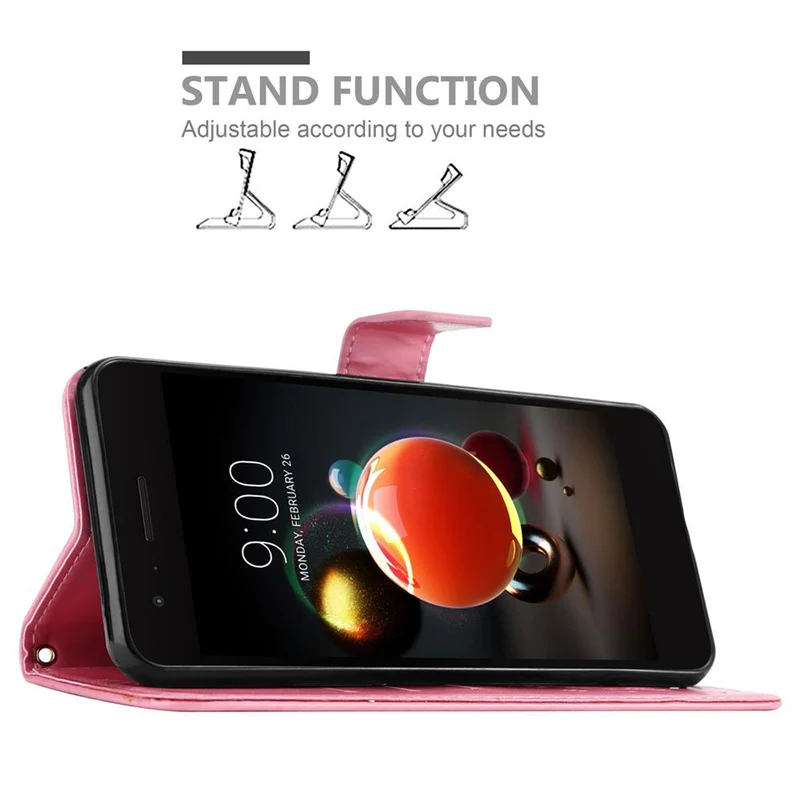 Cadorabo Hülle kompatibel mit LG K8 2018 / K9 2018 Schutzhülle im Blumen Design mit Magnetverschluss, Standfunktion und Kartenfächern