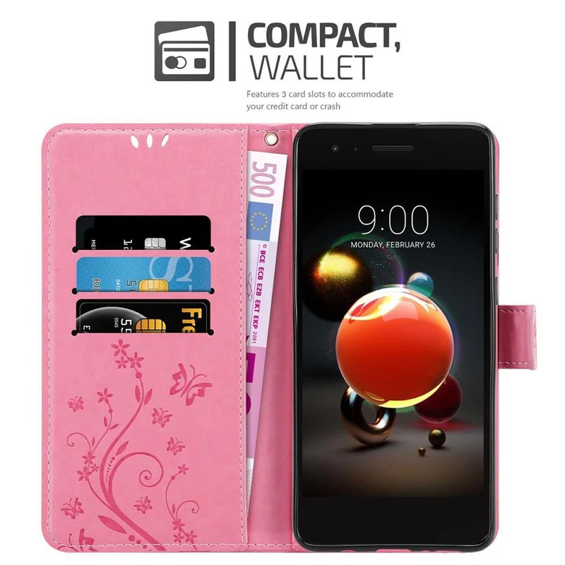 Cadorabo Hülle kompatibel mit LG K8 2018 / K9 2018 Schutzhülle im Blumen Design mit Magnetverschluss, Standfunktion und Kartenfächern