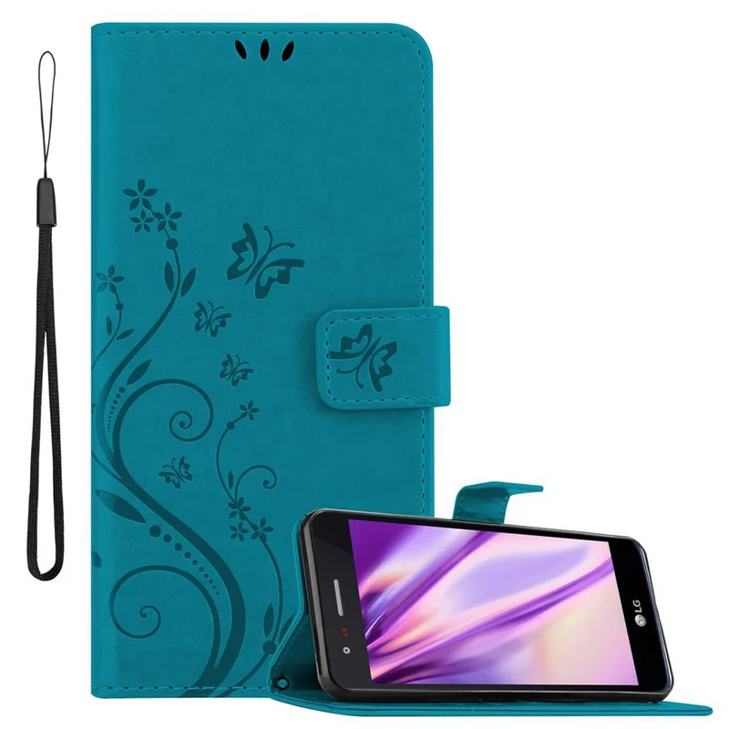 Cadorabo Hülle kompatibel mit LG K8 2017 Schutzhülle im Blumen Design mit Magnetverschluss, Standfunktion und Kartenfächern