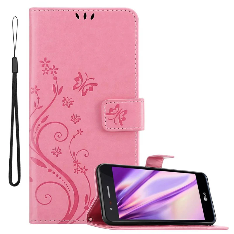 Cadorabo Hülle kompatibel mit LG K8 2017 Schutzhülle im Blumen Design mit Magnetverschluss, Standfunktion und Kartenfächern