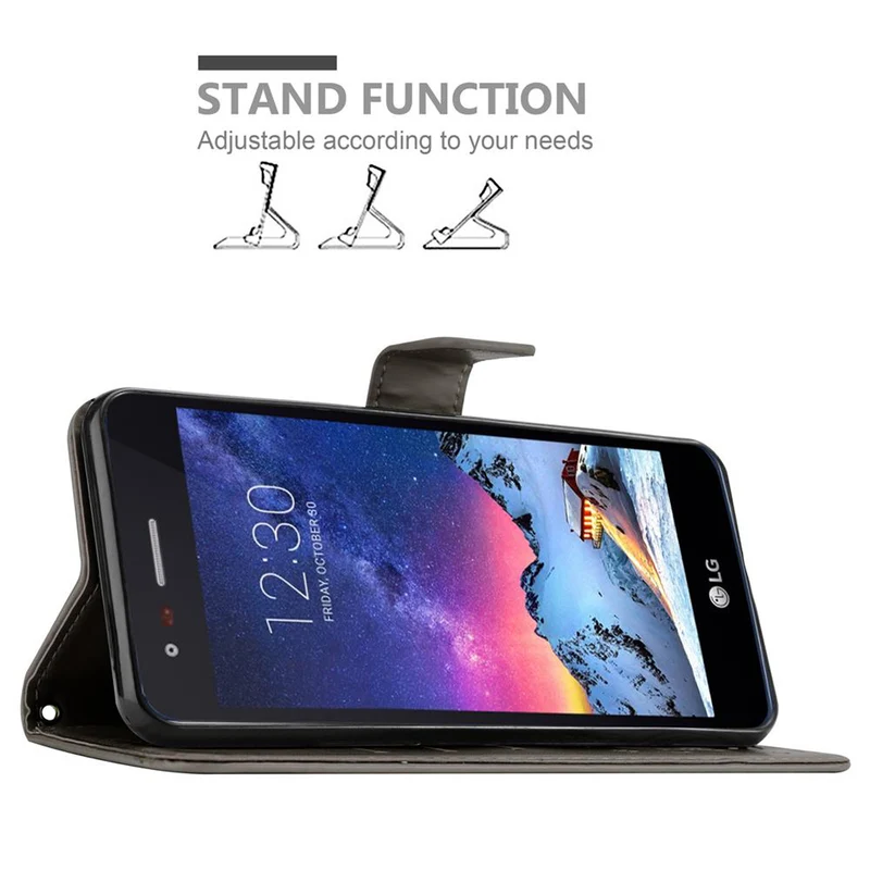 Cadorabo Hülle kompatibel mit LG K8 2017 Schutzhülle im Blumen Design mit Magnetverschluss, Standfunktion und Kartenfächern
