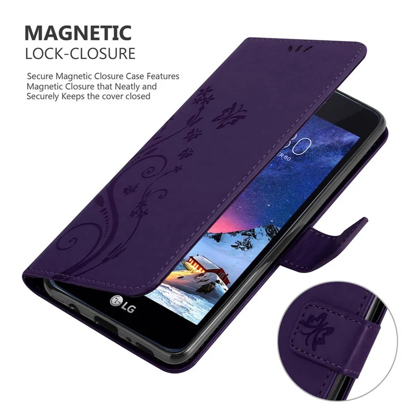 Cadorabo Hülle kompatibel mit LG K8 2017 Schutzhülle im Blumen Design mit Magnetverschluss, Standfunktion und Kartenfächern