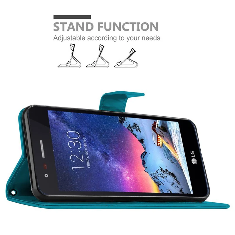 Cadorabo Hülle kompatibel mit LG K8 2017 Schutzhülle im Blumen Design mit Magnetverschluss, Standfunktion und Kartenfächern