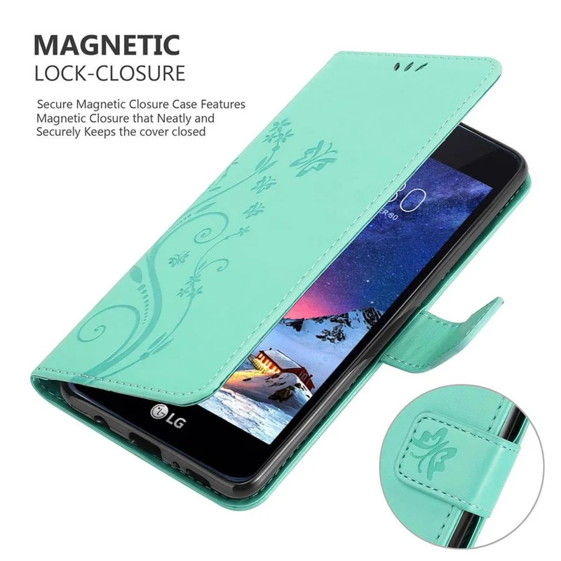 Cadorabo Hülle kompatibel mit LG K8 2017 Schutzhülle im Blumen Design mit Magnetverschluss, Standfunktion und Kartenfächern