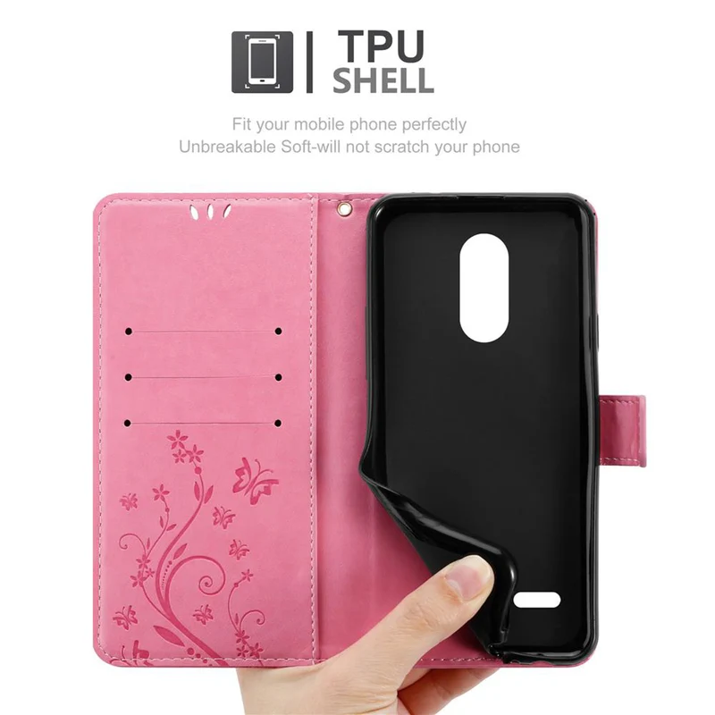 Cadorabo Hülle kompatibel mit LG K8 2017 Schutzhülle im Blumen Design mit Magnetverschluss, Standfunktion und Kartenfächern