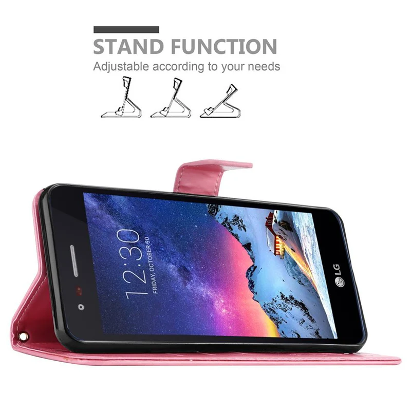 Cadorabo Hülle kompatibel mit LG K8 2017 Schutzhülle im Blumen Design mit Magnetverschluss, Standfunktion und Kartenfächern