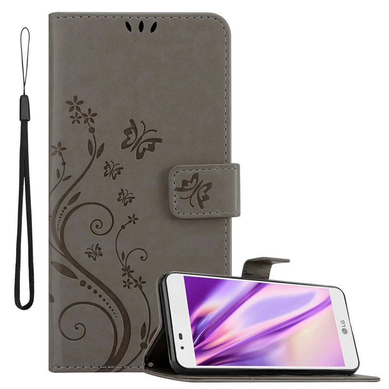 Cadorabo Hülle kompatibel mit LG K7 2016 Schutzhülle im Blumen Design mit Magnetverschluss, Standfunktion und Kartenfächern