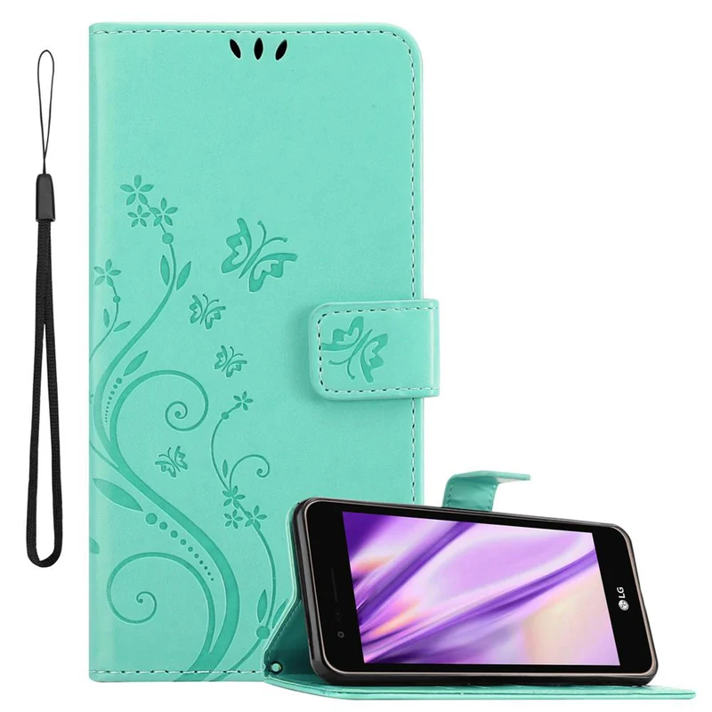 Cadorabo Hülle kompatibel mit LG K4 2017 Schutzhülle im Blumen Design mit Magnetverschluss, Standfunktion und Kartenfächern