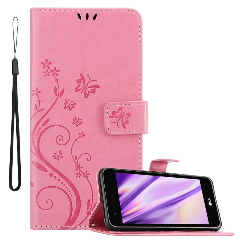Cadorabo Hülle kompatibel mit LG K4 2017 Schutzhülle im Blumen Design mit Magnetverschluss, Standfunktion und Kartenfächern