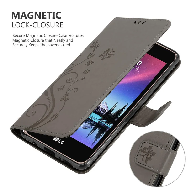 Cadorabo Hülle kompatibel mit LG K4 2017 Schutzhülle im Blumen Design mit Magnetverschluss, Standfunktion und Kartenfächern