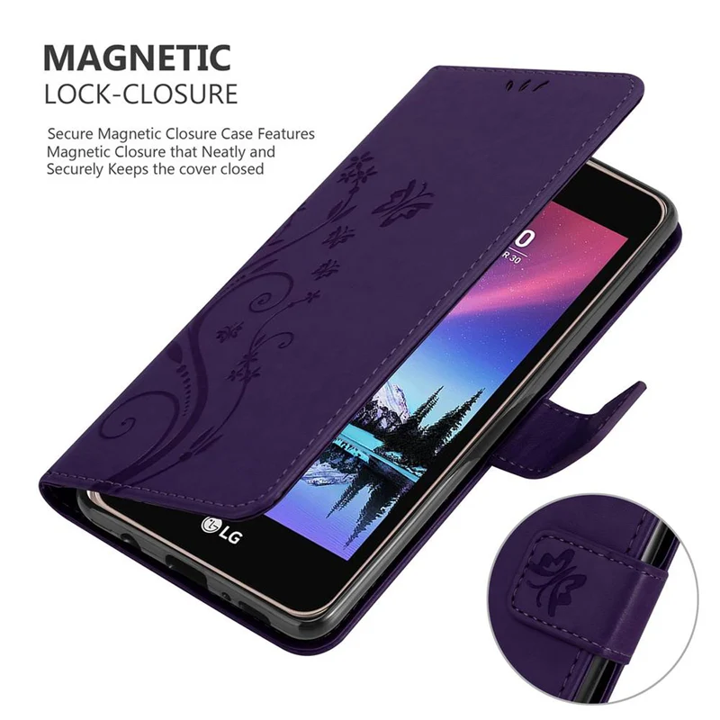 Cadorabo Hülle kompatibel mit LG K4 2017 Schutzhülle im Blumen Design mit Magnetverschluss, Standfunktion und Kartenfächern
