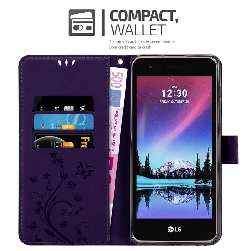 Cadorabo Hülle kompatibel mit LG K4 2017 Schutzhülle im Blumen Design mit Magnetverschluss, Standfunktion und Kartenfächern