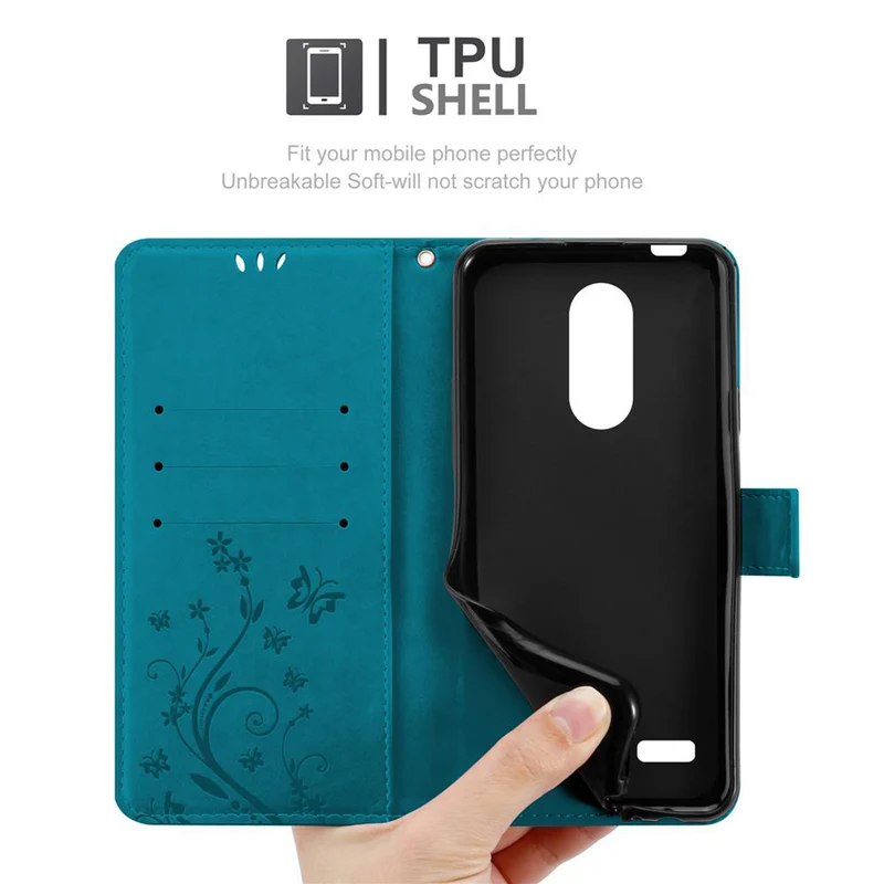 Cadorabo Hülle kompatibel mit LG K4 2017 Schutzhülle im Blumen Design mit Magnetverschluss, Standfunktion und Kartenfächern