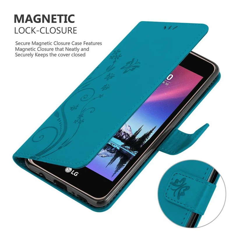 Cadorabo Hülle kompatibel mit LG K4 2017 Schutzhülle im Blumen Design mit Magnetverschluss, Standfunktion und Kartenfächern