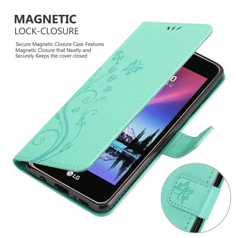 Cadorabo Hülle kompatibel mit LG K4 2017 Schutzhülle im Blumen Design mit Magnetverschluss, Standfunktion und Kartenfächern