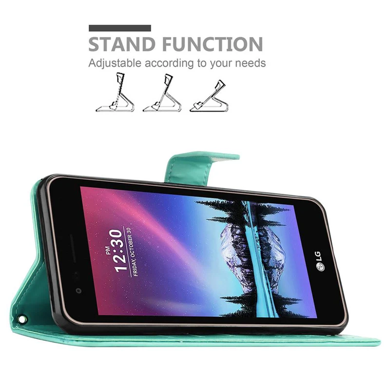Cadorabo Hülle kompatibel mit LG K4 2017 Schutzhülle im Blumen Design mit Magnetverschluss, Standfunktion und Kartenfächern