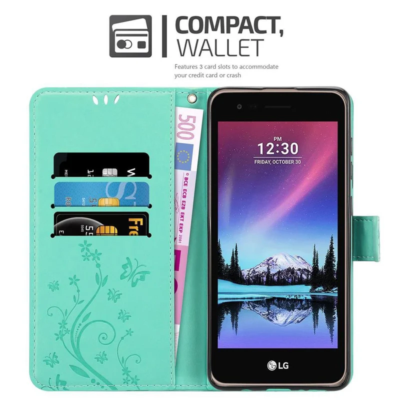 Cadorabo Hülle kompatibel mit LG K4 2017 Schutzhülle im Blumen Design mit Magnetverschluss, Standfunktion und Kartenfächern
