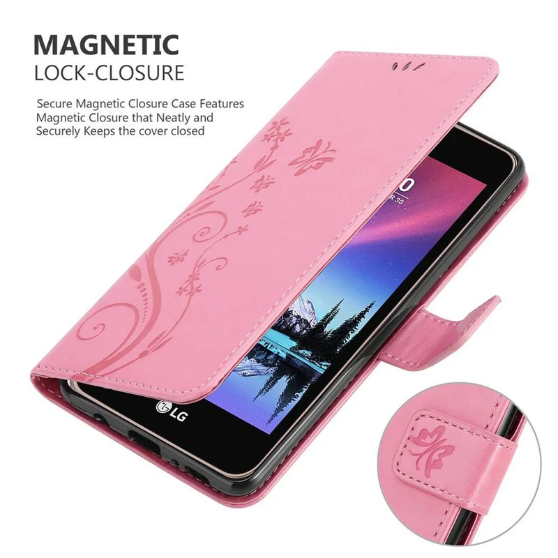 Cadorabo Hülle kompatibel mit LG K4 2017 Schutzhülle im Blumen Design mit Magnetverschluss, Standfunktion und Kartenfächern