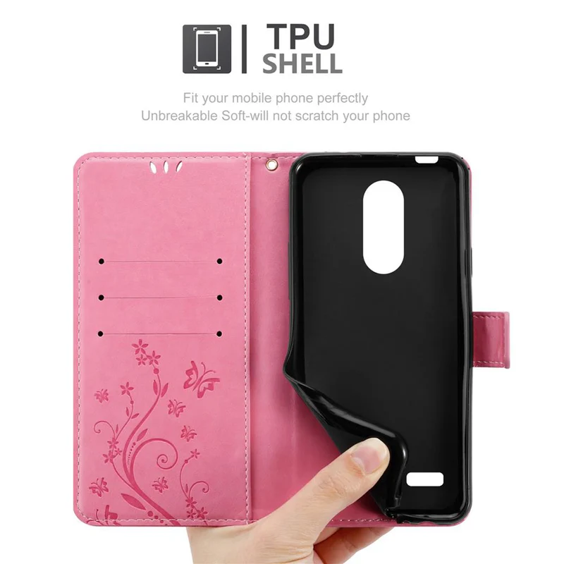 Cadorabo Hülle kompatibel mit LG K4 2017 Schutzhülle im Blumen Design mit Magnetverschluss, Standfunktion und Kartenfächern