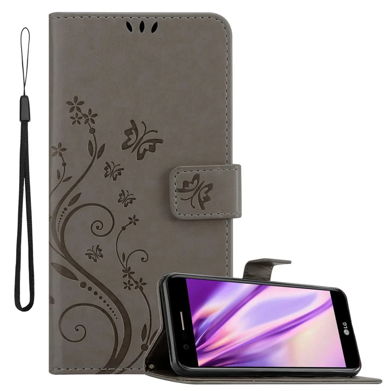 Cadorabo Hülle kompatibel mit LG K10 2018 / K11 / K11 PLUS Schutzhülle im Blumen Design mit Magnetverschluss, Standfunktion und Kartenfächern