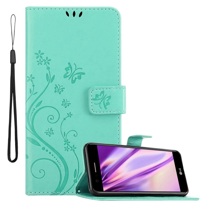 Cadorabo Hülle kompatibel mit LG K10 2018 / K11 / K11 PLUS Schutzhülle im Blumen Design mit Magnetverschluss, Standfunktion und Kartenfächern