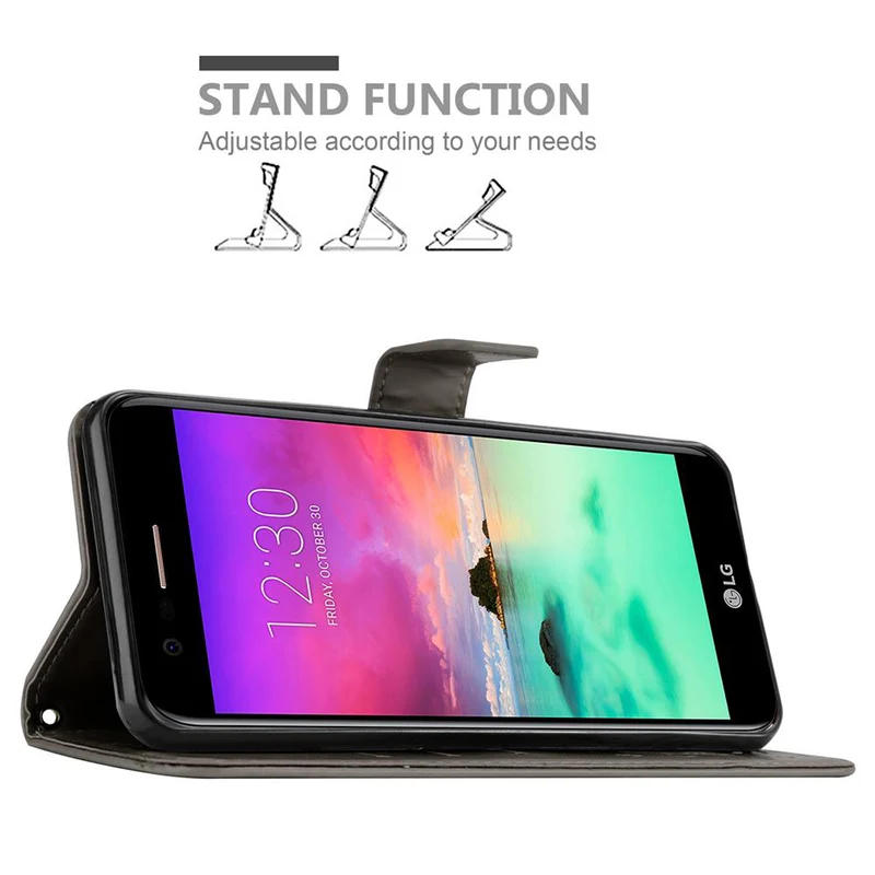 Cadorabo Hülle kompatibel mit LG K10 2018 / K11 / K11 PLUS Schutzhülle im Blumen Design mit Magnetverschluss, Standfunktion und Kartenfächern