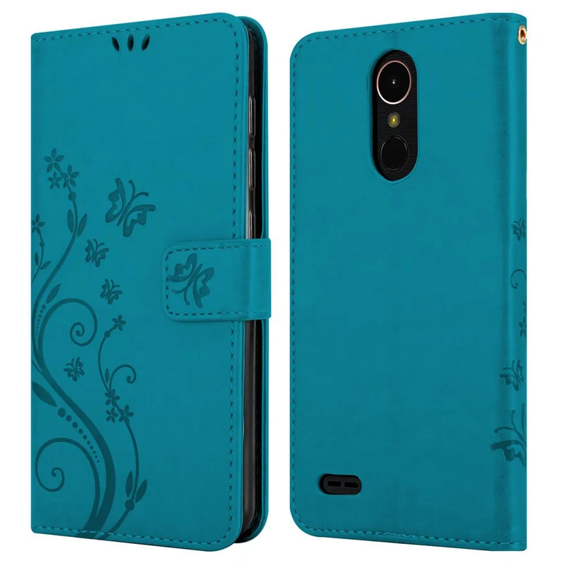 Cadorabo Hülle kompatibel mit LG K10 2018 / K11 / K11 PLUS Schutzhülle im Blumen Design mit Magnetverschluss, Standfunktion und Kartenfächern
