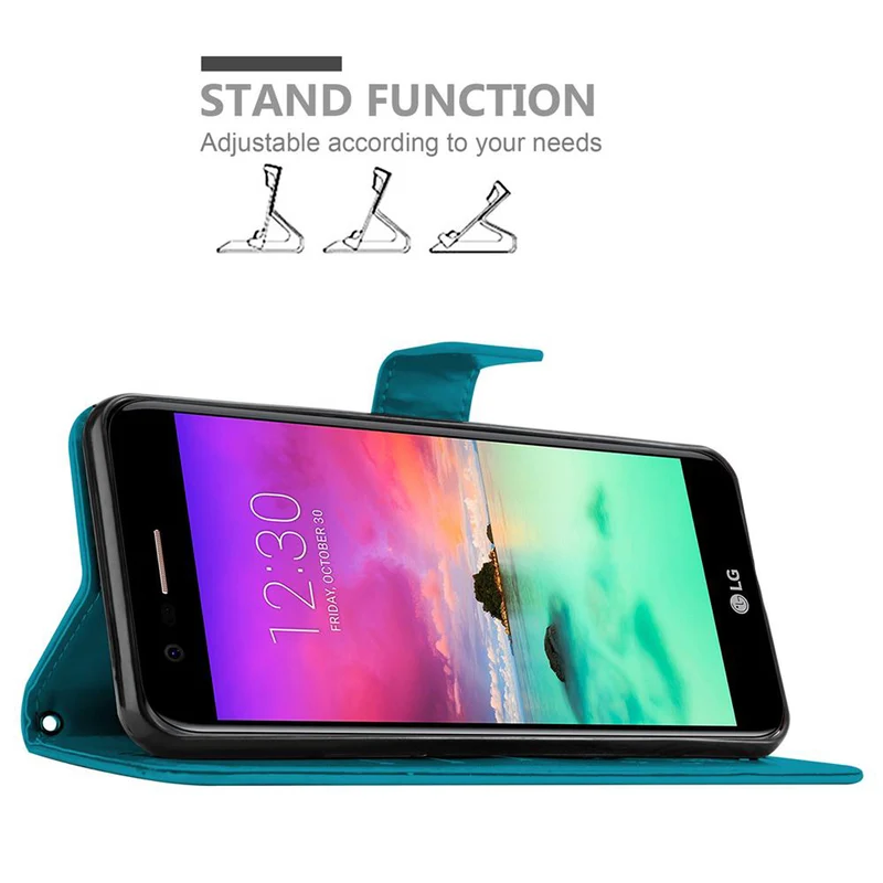 Cadorabo Hülle kompatibel mit LG K10 2018 / K11 / K11 PLUS Schutzhülle im Blumen Design mit Magnetverschluss, Standfunktion und Kartenfächern
