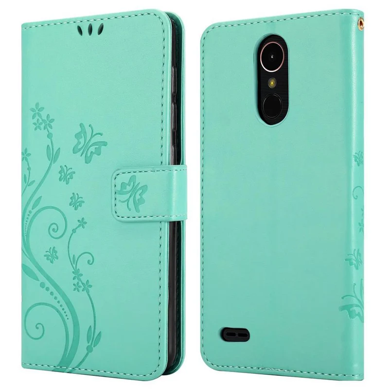 Cadorabo Hülle kompatibel mit LG K10 2018 / K11 / K11 PLUS Schutzhülle im Blumen Design mit Magnetverschluss, Standfunktion und Kartenfächern