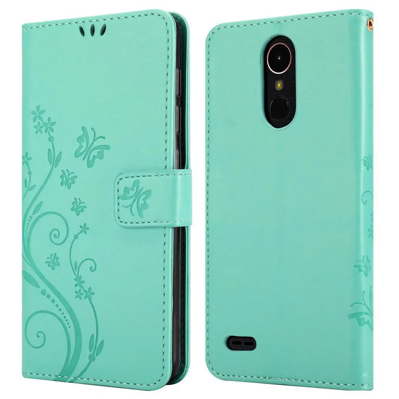 Cadorabo Hülle kompatibel mit LG K10 2018 / K11 / K11 PLUS Schutzhülle im Blumen Design mit Magnetverschluss, Standfunktion und Kartenfächern