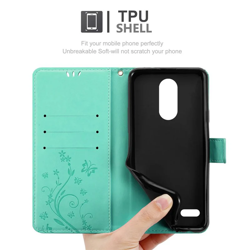 Cadorabo Hülle kompatibel mit LG K10 2018 / K11 / K11 PLUS Schutzhülle im Blumen Design mit Magnetverschluss, Standfunktion und Kartenfächern