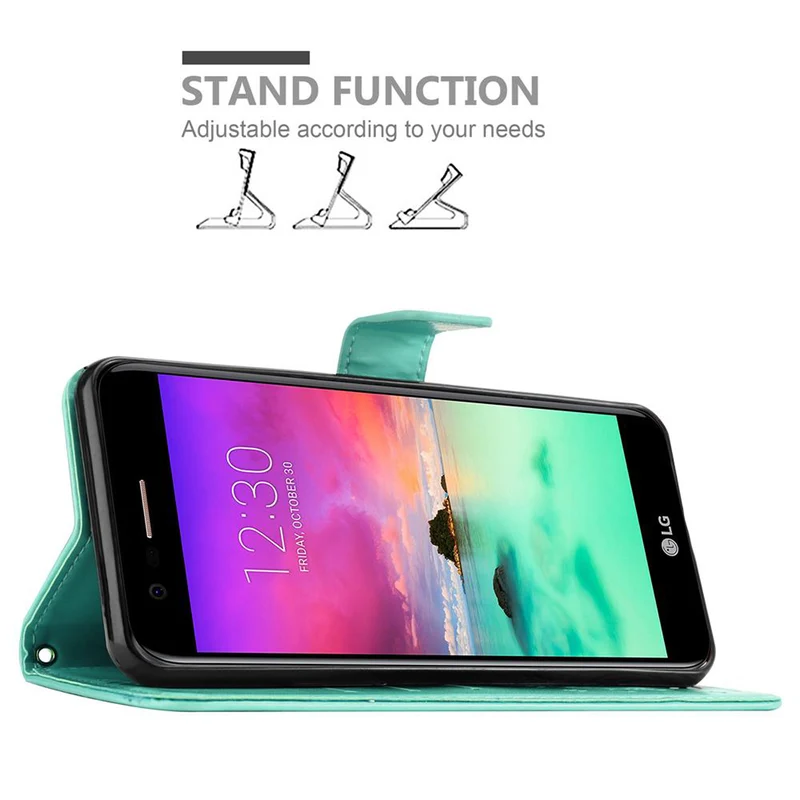 Cadorabo Hülle kompatibel mit LG K10 2018 / K11 / K11 PLUS Schutzhülle im Blumen Design mit Magnetverschluss, Standfunktion und Kartenfächern