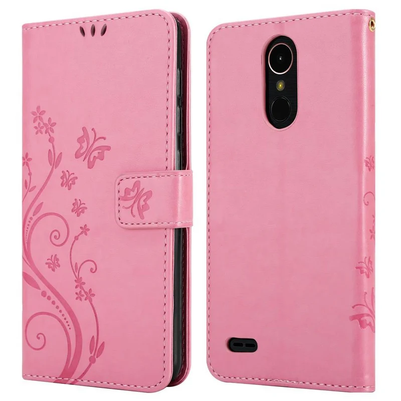 Cadorabo Hülle kompatibel mit LG K10 2018 / K11 / K11 PLUS Schutzhülle im Blumen Design mit Magnetverschluss, Standfunktion und Kartenfächern