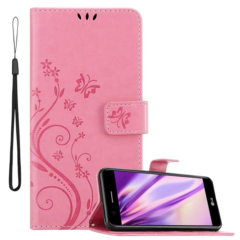 Cadorabo Hülle kompatibel mit LG K10 2017 Schutzhülle im Blumen Design mit Magnetverschluss, Standfunktion und Kartenfächern