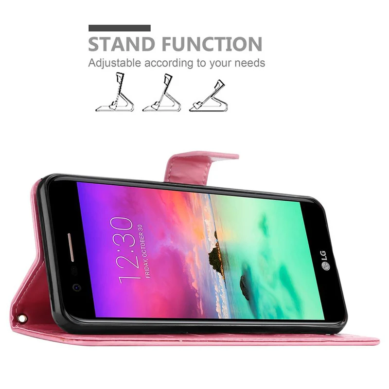 Cadorabo Hülle kompatibel mit LG K10 2017 Schutzhülle im Blumen Design mit Magnetverschluss, Standfunktion und Kartenfächern
