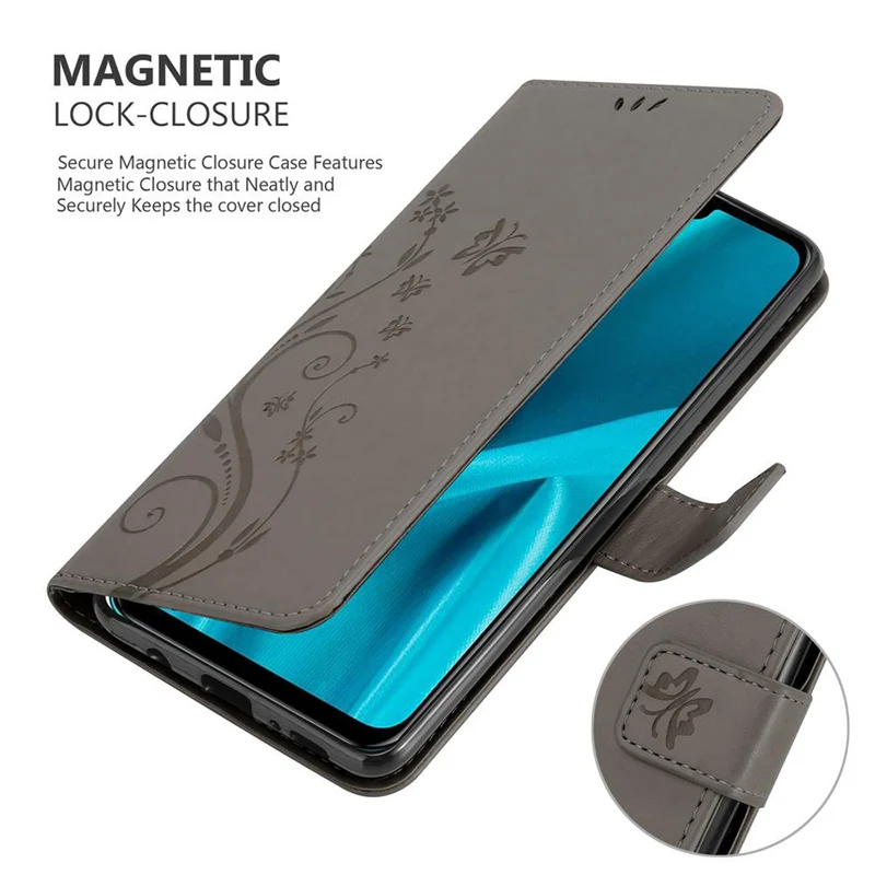 Cadorabo Hülle kompatibel mit Huawei Y9 2019 Schutzhülle im Blumen Design mit Magnetverschluss, Standfunktion und Kartenfächern