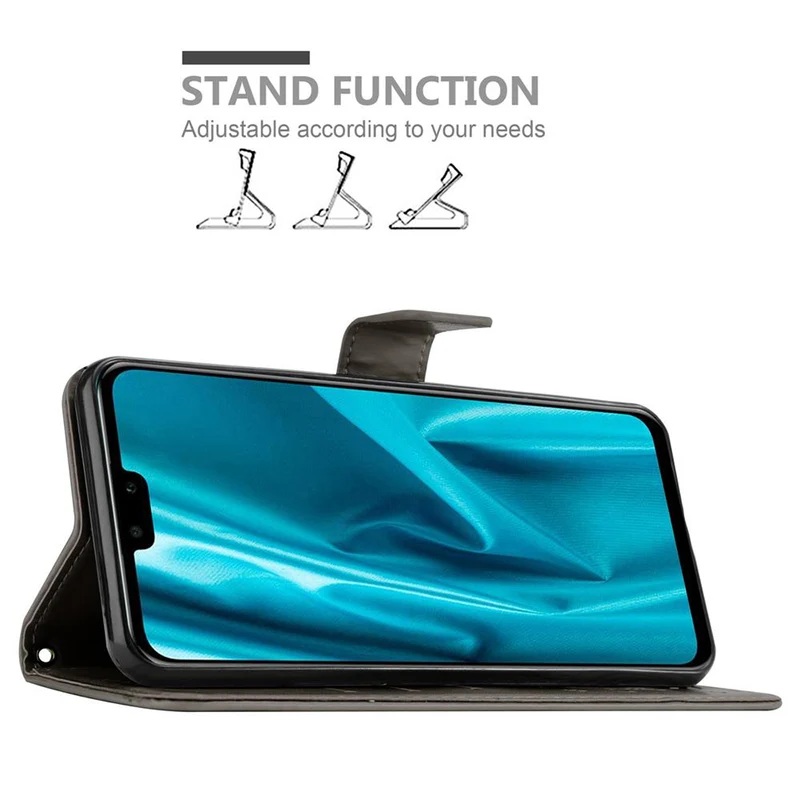 Cadorabo Hülle kompatibel mit Huawei Y9 2019 Schutzhülle im Blumen Design mit Magnetverschluss, Standfunktion und Kartenfächern