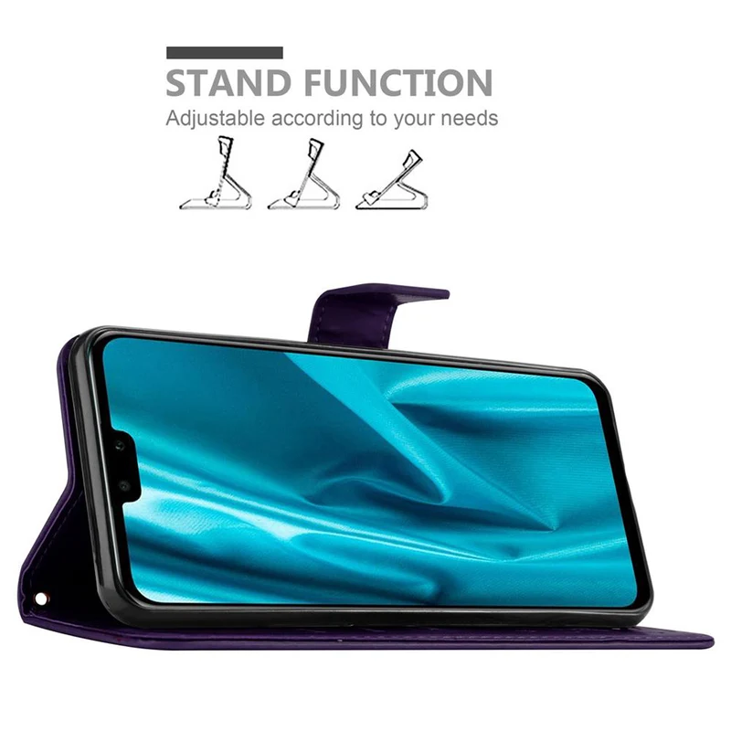 Cadorabo Hülle kompatibel mit Huawei Y9 2019 Schutzhülle im Blumen Design mit Magnetverschluss, Standfunktion und Kartenfächern
