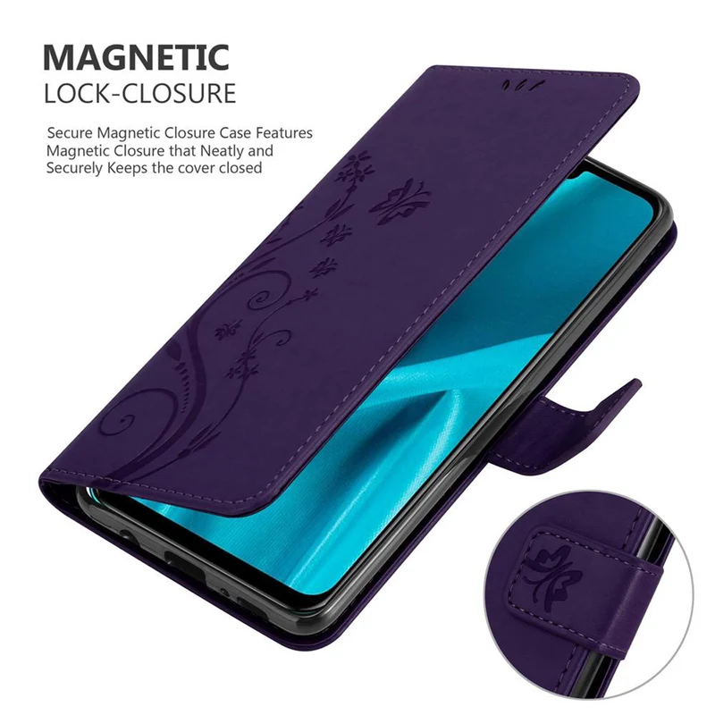 Cadorabo Hülle kompatibel mit Huawei Y9 2019 Schutzhülle im Blumen Design mit Magnetverschluss, Standfunktion und Kartenfächern
