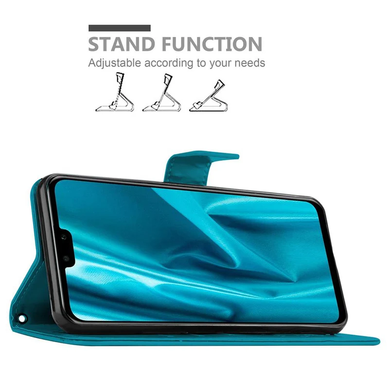 Cadorabo Hülle kompatibel mit Huawei Y9 2019 Schutzhülle im Blumen Design mit Magnetverschluss, Standfunktion und Kartenfächern