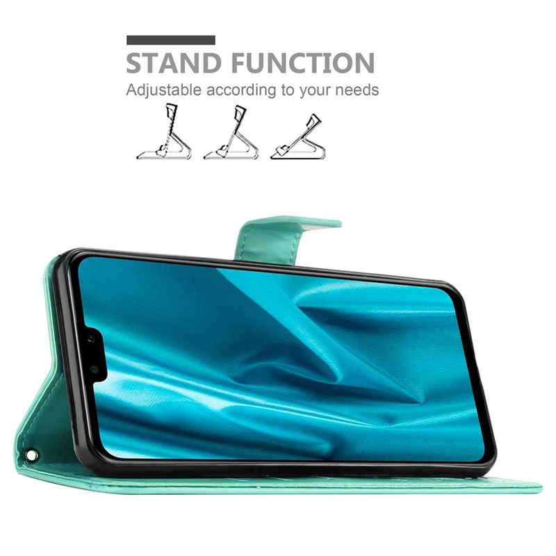 Cadorabo Hülle kompatibel mit Huawei Y9 2019 Schutzhülle im Blumen Design mit Magnetverschluss, Standfunktion und Kartenfächern