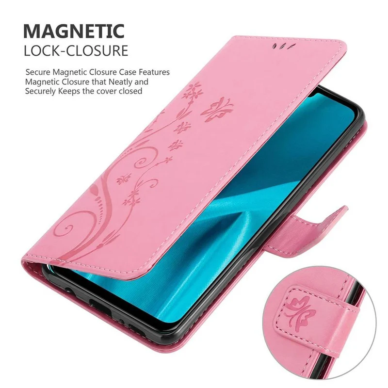 Cadorabo Hülle kompatibel mit Huawei Y9 2019 Schutzhülle im Blumen Design mit Magnetverschluss, Standfunktion und Kartenfächern