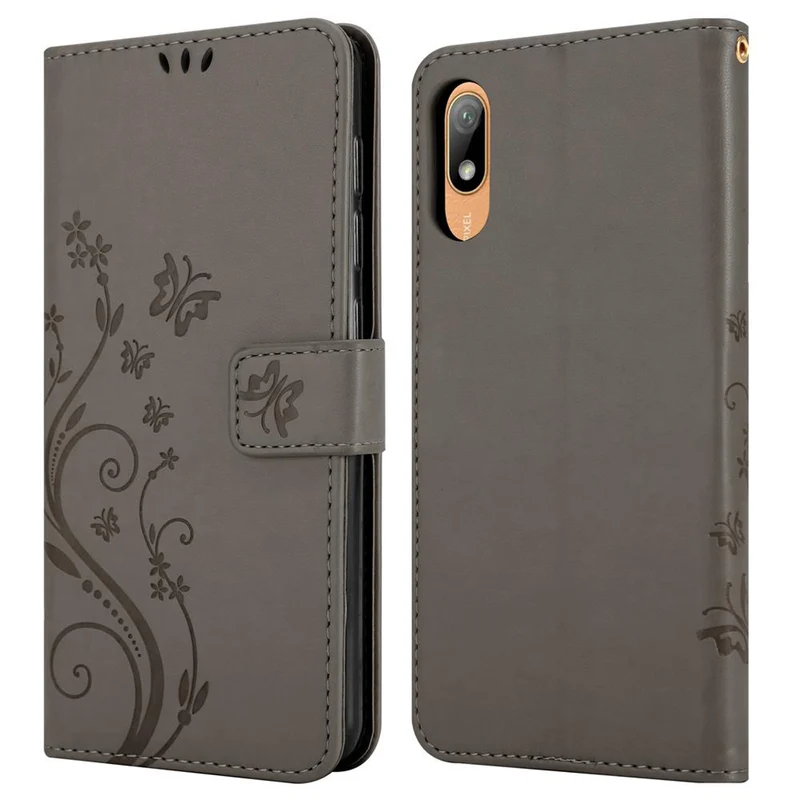 Cadorabo Hülle kompatibel mit Huawei Y6 PRO 2019 Schutzhülle im Blumen Design mit Magnetverschluss, Standfunktion und Kartenfächern