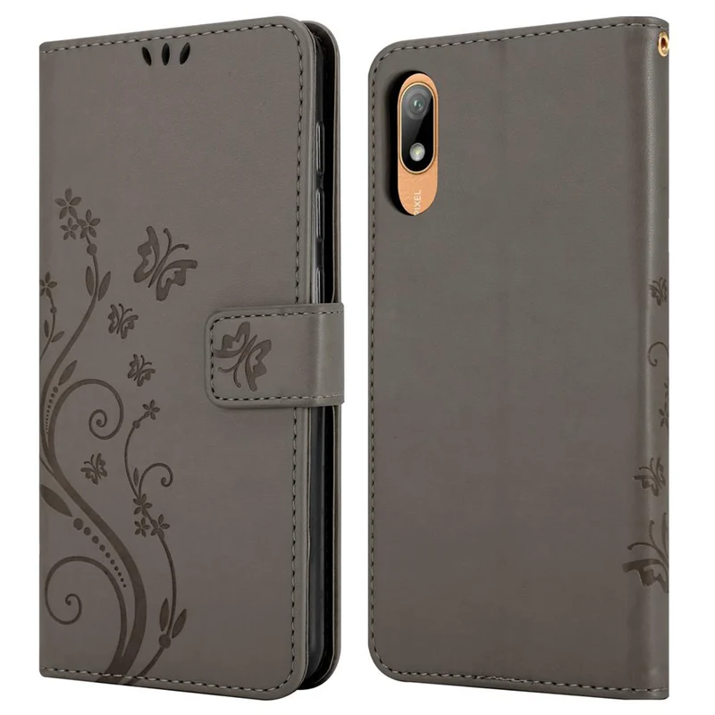Cadorabo Hülle kompatibel mit Huawei Y6 PRO 2019 Schutzhülle im Blumen Design mit Magnetverschluss, Standfunktion und Kartenfächern
