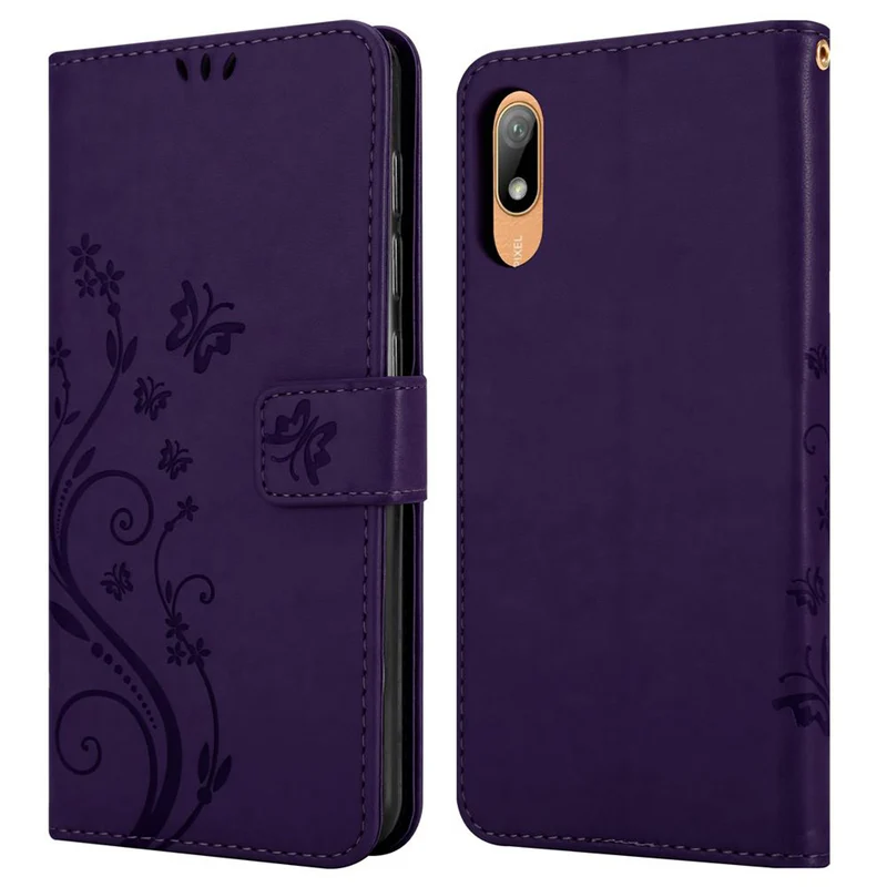 Cadorabo Hülle kompatibel mit Huawei Y6 PRO 2019 Schutzhülle im Blumen Design mit Magnetverschluss, Standfunktion und Kartenfächern