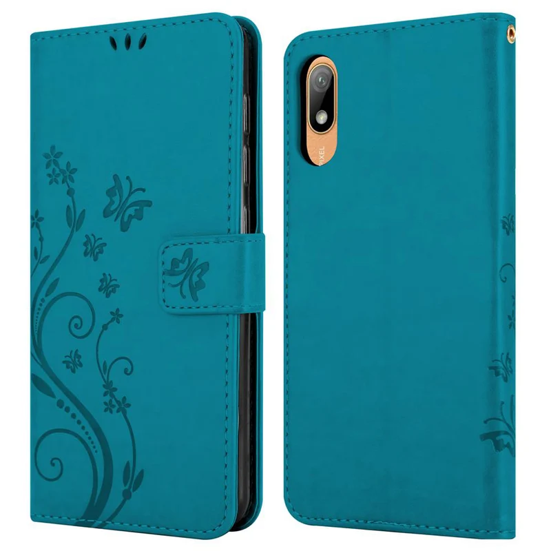 Cadorabo Hülle kompatibel mit Huawei Y6 PRO 2019 Schutzhülle im Blumen Design mit Magnetverschluss, Standfunktion und Kartenfächern