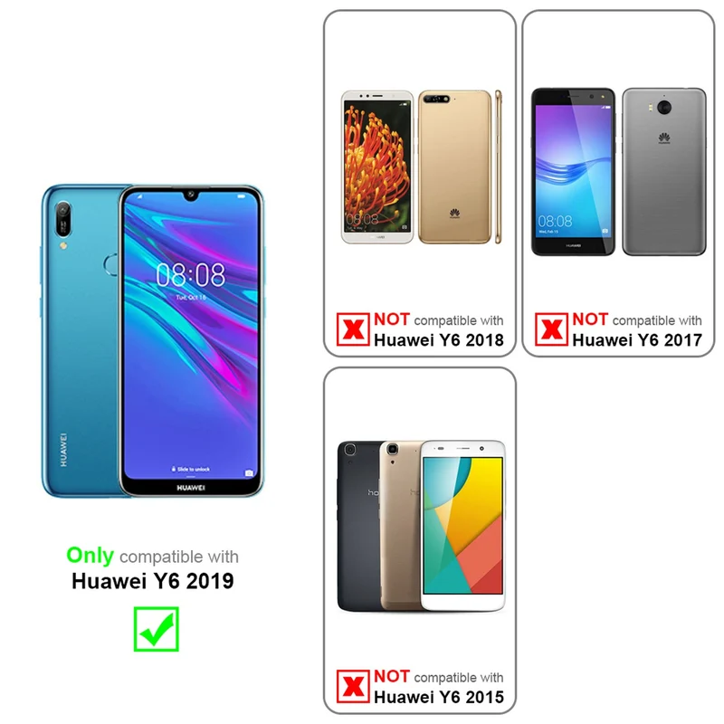 Cadorabo Hülle kompatibel mit Huawei Y6 2019 Schutzhülle im Blumen Design mit Magnetverschluss, Standfunktion und Kartenfächern