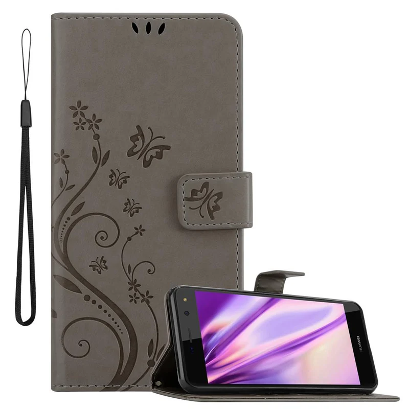Cadorabo Hülle kompatibel mit Huawei Y5 2017 / Y6 2017 Schutzhülle im Blumen Design mit Magnetverschluss, Standfunktion und Kartenfächern