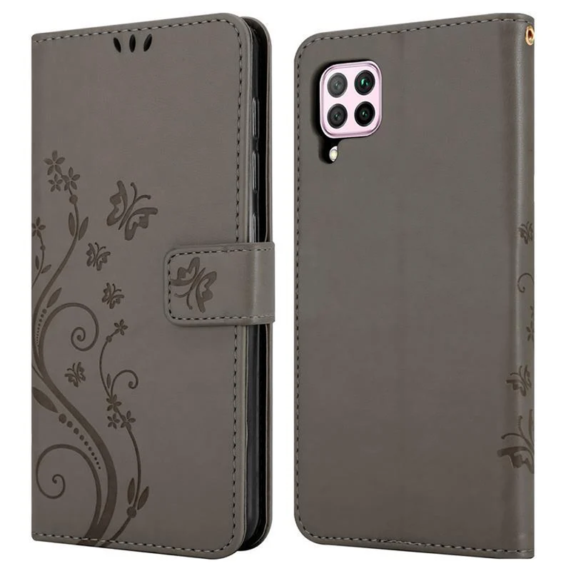Cadorabo Hülle kompatibel mit Huawei NOVA 6 SE / P40 LITE / NOVA 7i Schutzhülle im Blumen Design mit Magnetverschluss, Standfunktion und Kartenfächern