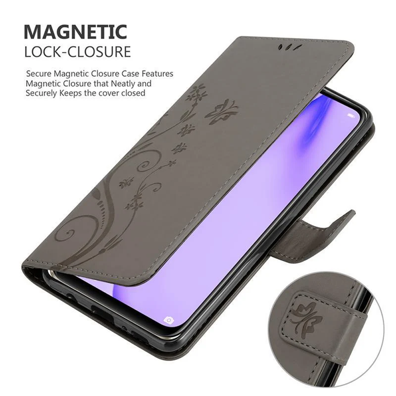 Cadorabo Hülle kompatibel mit Huawei NOVA 6 SE / P40 LITE / NOVA 7i Schutzhülle im Blumen Design mit Magnetverschluss, Standfunktion und Kartenfächern